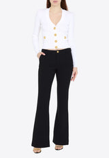 Balmain Boot-Cut Wool Pants Black CF1PP232WB86--0PA