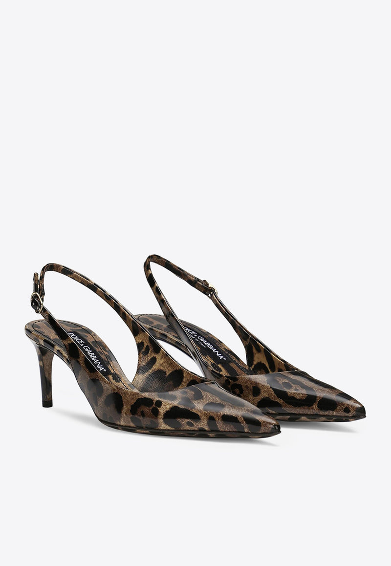 Dolce 
Gabbana Lollo 60 Leopard Print Slingback Pumps Heels Color