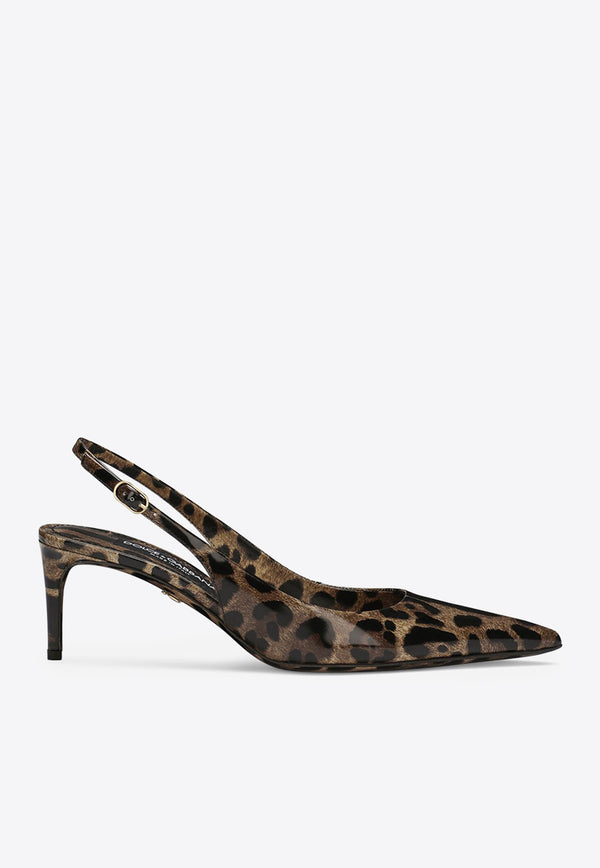 Dolce 
Gabbana Lollo 60 Leopard Print Slingback Pumps Heels Color