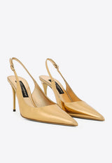 Dolce 
Gabbana Lollo 90 Metallic Leather Slingback Pumps Gold CG0621 AY828 89869