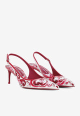 Dolce 
Gabbana Lollo 60 Majolica Print Slingback Pumps Multicolor CG0639 AI412 HE3OB