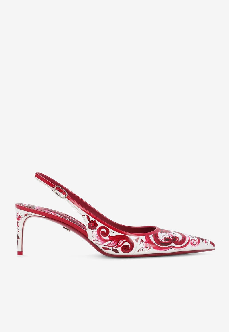 Dolce 
Gabbana Lollo 60 Majolica Print Slingback Pumps Multicolor CG0639 AI412 HE3OB