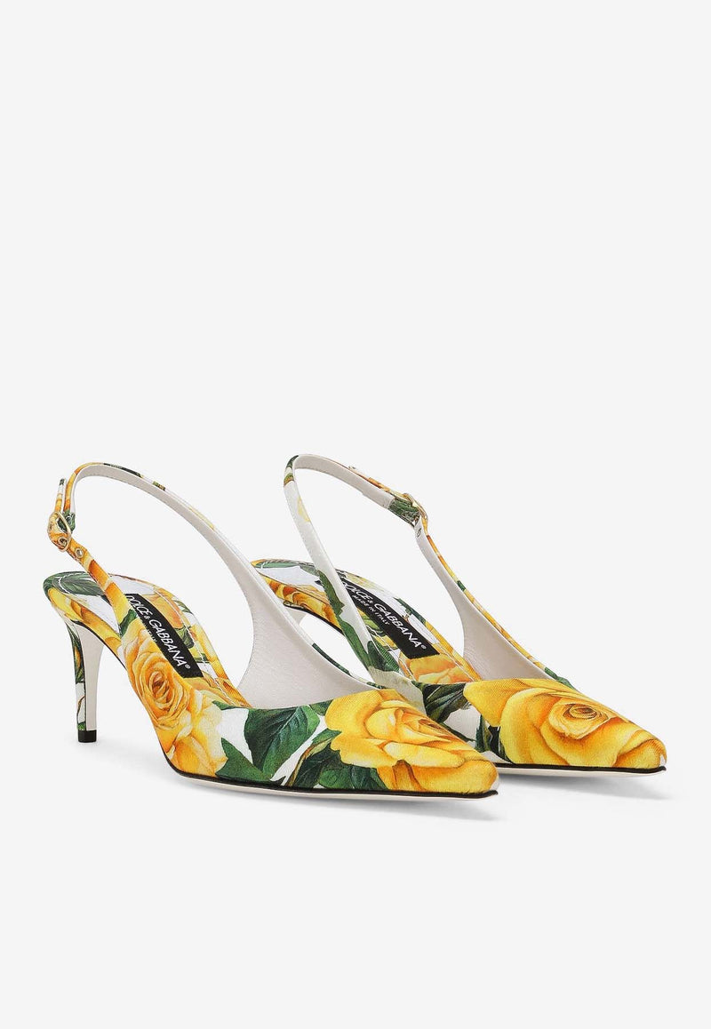 Dolce 
Gabbana Lollo 60 Rose Print Slingback Pumps CG0639 AS817 HA3VO Multicolor