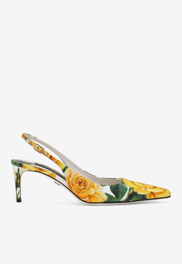 Dolce 
Gabbana Lollo 60 Rose Print Slingback Pumps CG0639 AS817 HA3VO Multicolor