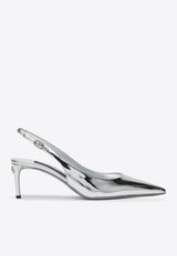 Dolce 
Gabbana 60 Mirrored Calfskin Slingback Pumps Silver CG0639AY828/Q_DOLCE-80998