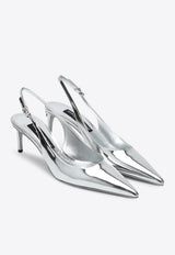 Dolce 
Gabbana 60 Mirrored Calfskin Slingback Pumps Silver CG0639AY828/Q_DOLCE-80998