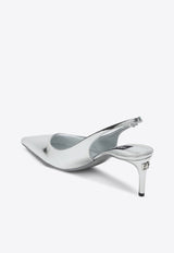 Dolce 
Gabbana 60 Mirrored Calfskin Slingback Pumps Silver CG0639AY828/Q_DOLCE-80998