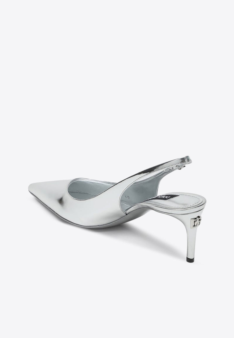 Dolce 
Gabbana 60 Mirrored Calfskin Slingback Pumps Silver CG0639AY828/Q_DOLCE-80998