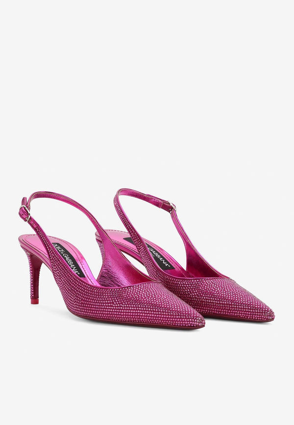 Dolce 
Gabbana Lollo 60 Rhinestone Embellished Slingback Pumps Fuchsia CG0665 AO185 8Z432