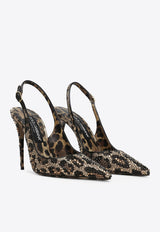 Dolce 
Gabbana Lollo 105 Leopard Print Slingback Pumps Brown CG0666 AO192 HY13M