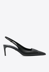 Dolce 
Gabbana Lolo 60 DG Logo Slingback Pumps in Calf Leather Black CG0676 AW576 80999