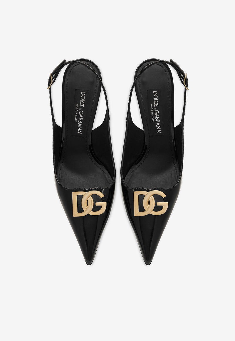 Dolce 
Gabbana Lollo 90 Slingback Pumps in Polished Calfskin Black CG0680 A1037 80999