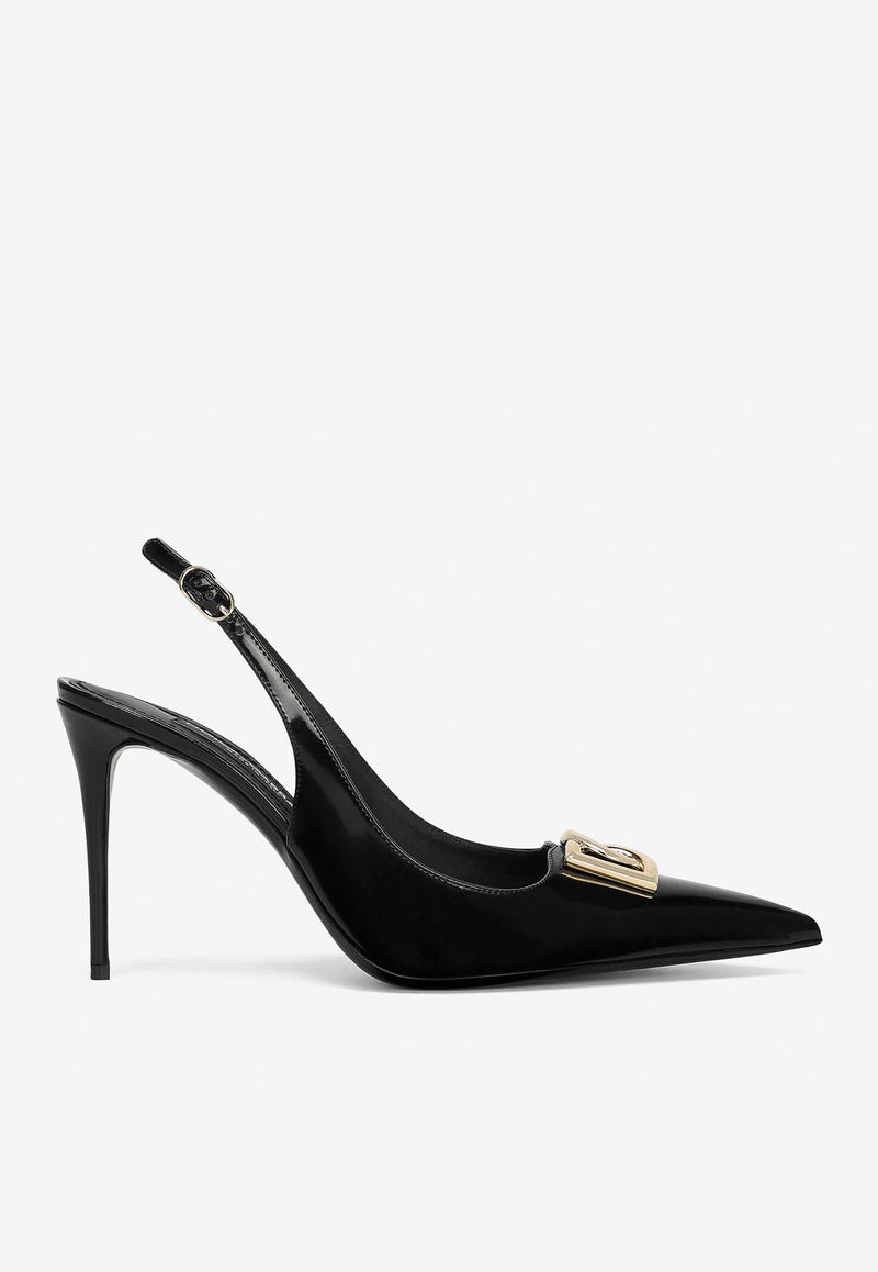 Dolce 
Gabbana Lollo 90 Slingback Pumps in Polished Calfskin Black CG0680 A1037 80999