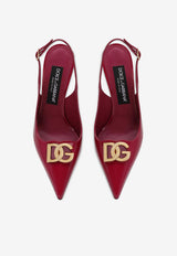 Dolce 
Gabbana Lollo 90 Slingback Pumps in Polished Calfskin Fuchsia CG0680 A1037 8I484