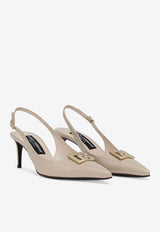 Dolce 
Gabbana Lollo 60 Slingback Pumps in Polished Leather CG0710 A1037 8H005 Beige