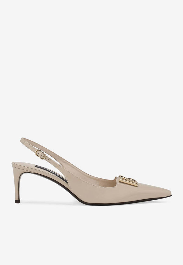 Dolce 
Gabbana Lollo 60 Slingback Pumps in Polished Leather CG0710 A1037 8H005 Beige