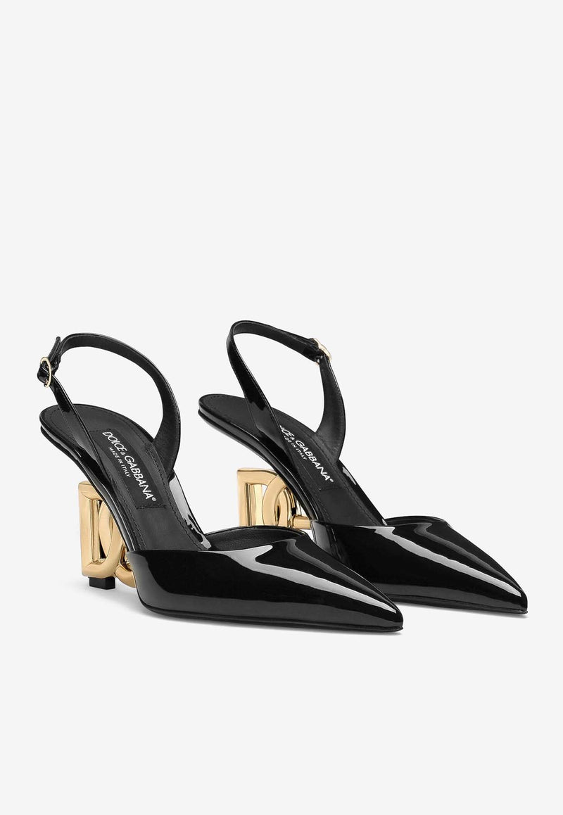 Dolce 
Gabbana 75 Logo-Heels Slingback Pumps CG0717 AP622 80999