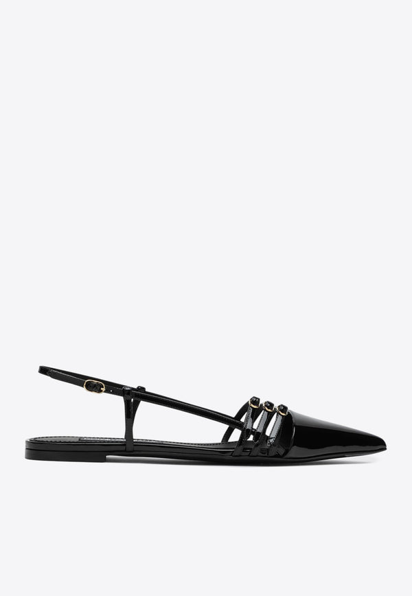 Dolce 
Gabbana Lollo Patent Leather Slingback Flats Black CG0719A1471/Q_DOLCE-80999