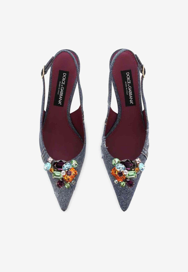 Dolce 
Gabbana 60 Crystal-Embellished Patchwork Denim Pumps CG0734 AR142 8C609 Denim