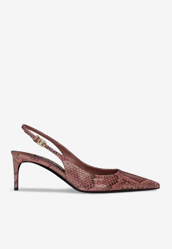 Dolce 
Gabbana Lollo 60 Slingback Pumps in Python Leather CG0773 A2111 8H415 Multicolor