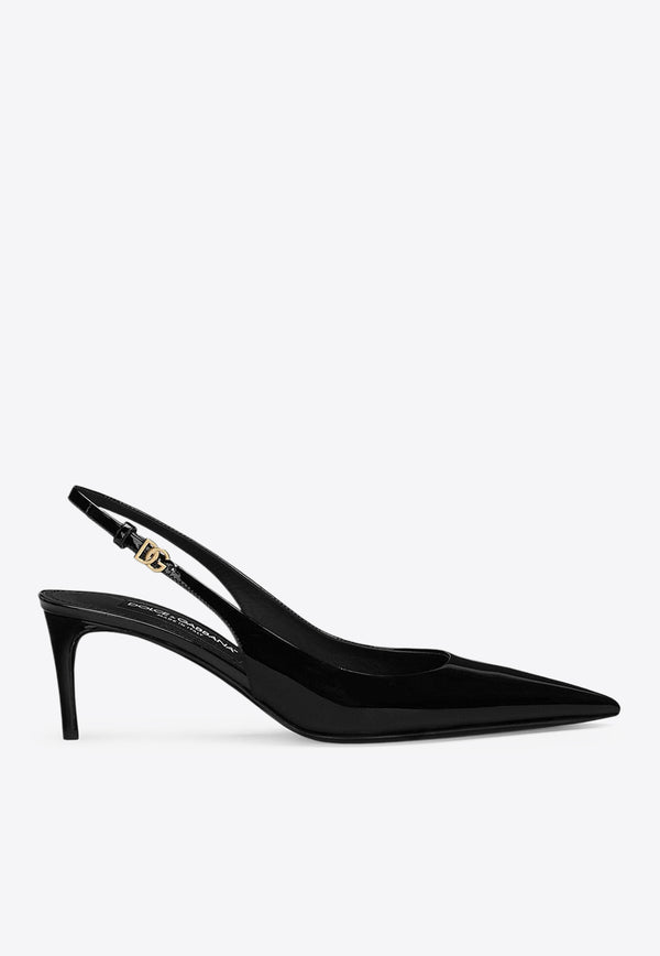 Dolce 
Gabbana Lollo 60 Patent Leather Slingback Pumps Black CG0773 A1471 80999