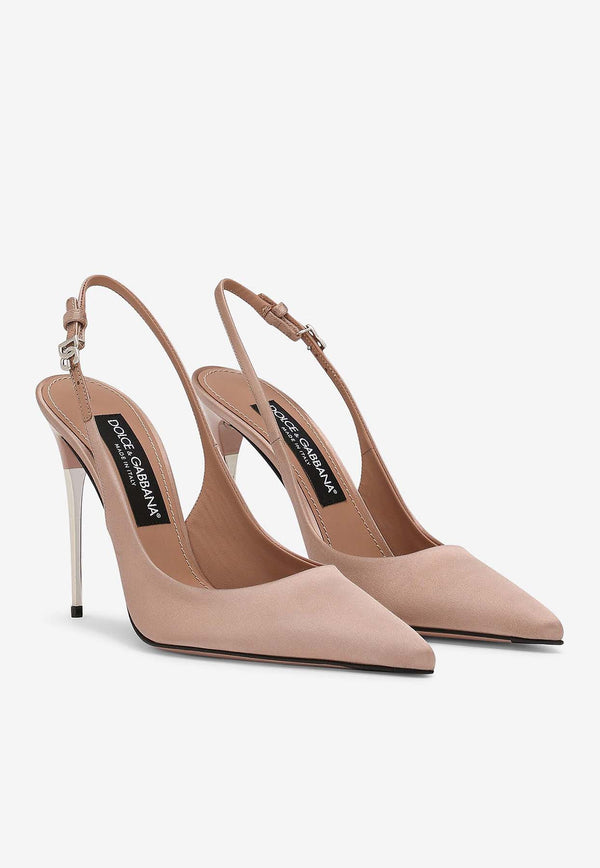 Dolce 
Gabbana Lollo 105 Slingback Satin Pumps CG0776 A7630 8H056 Beige