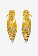 Dolce 
Gabbana Lollo 60 Majolica Embroidery Slingback Pumps CG0815 AV804 8Q728 Yellow