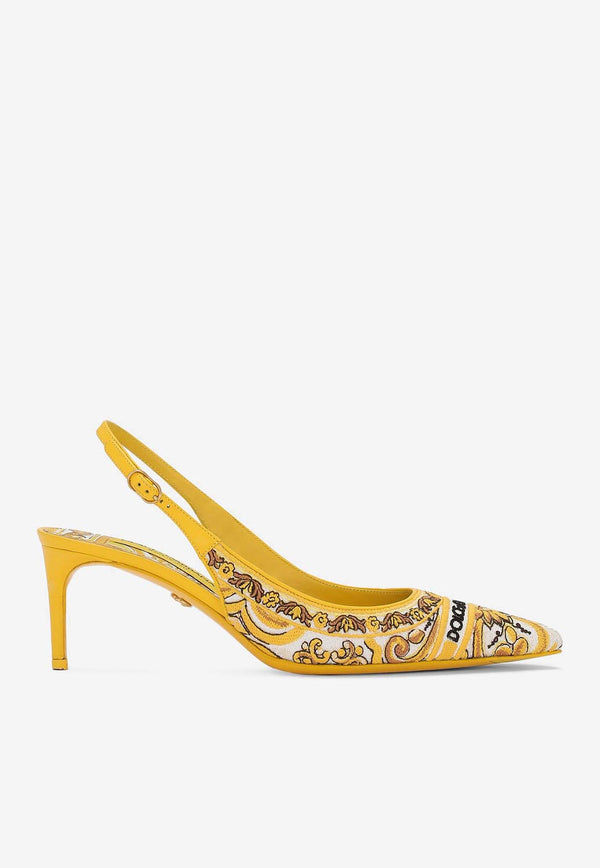 Dolce 
Gabbana Lollo 60 Majolica Embroidery Slingback Pumps CG0815 AV804 8Q728 Yellow