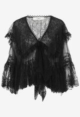 Chloé V-neck Silk Lace Top Black CH24AHT63480001 Black