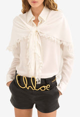 Chloé Cape Overlay Silk Shirt White CH24AHT84004107 Iconic Milk