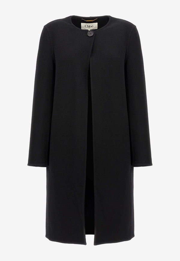 Chloé Wool-Blend Cape Coat Black CH24AMA10071001 Black