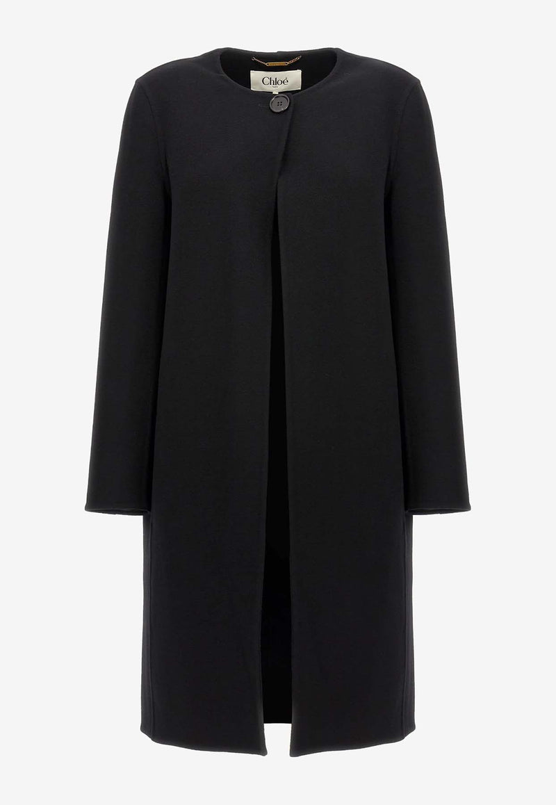 Chloé Wool-Blend Cape Coat Black CH24AMA10071001 Black