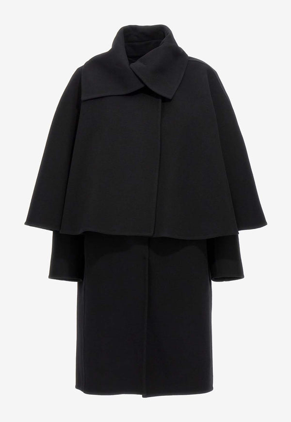 Chloé Wool-Blend Cape Coat Black CH24AMA10071001 Black