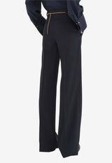 Chloé Straight-Leg Tailored Wool Pants Blue CH24APA2906349Z Eclipse Blue