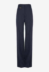 Chloé Straight-Leg Tailored Wool Pants Blue CH24APA2906349Z Eclipse Blue