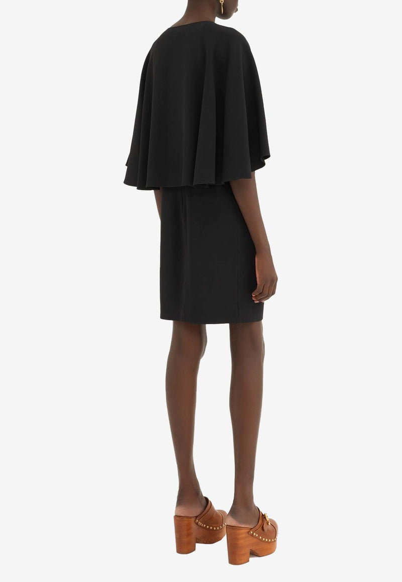 Chloé Crepe Mini Cape Dress Black CH24ARO20033001 Black