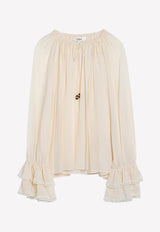 Chloé Flowy Long-Sleeved Silk Blouse Ivory CH24WHT71117/P_CHLOE-114