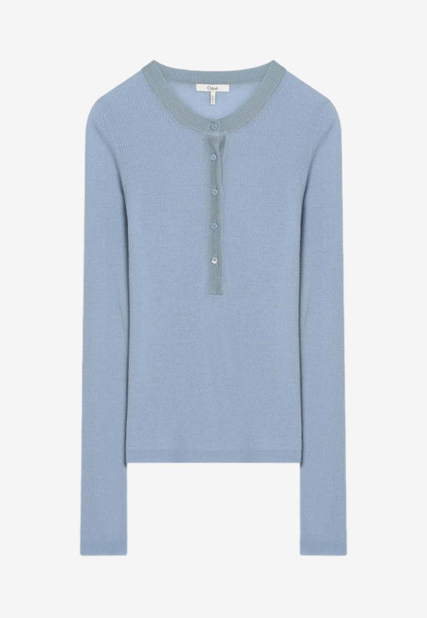 Chloé Wool Crewneck Buttoned Top CH24WMP51667/Q_CHLOE-459