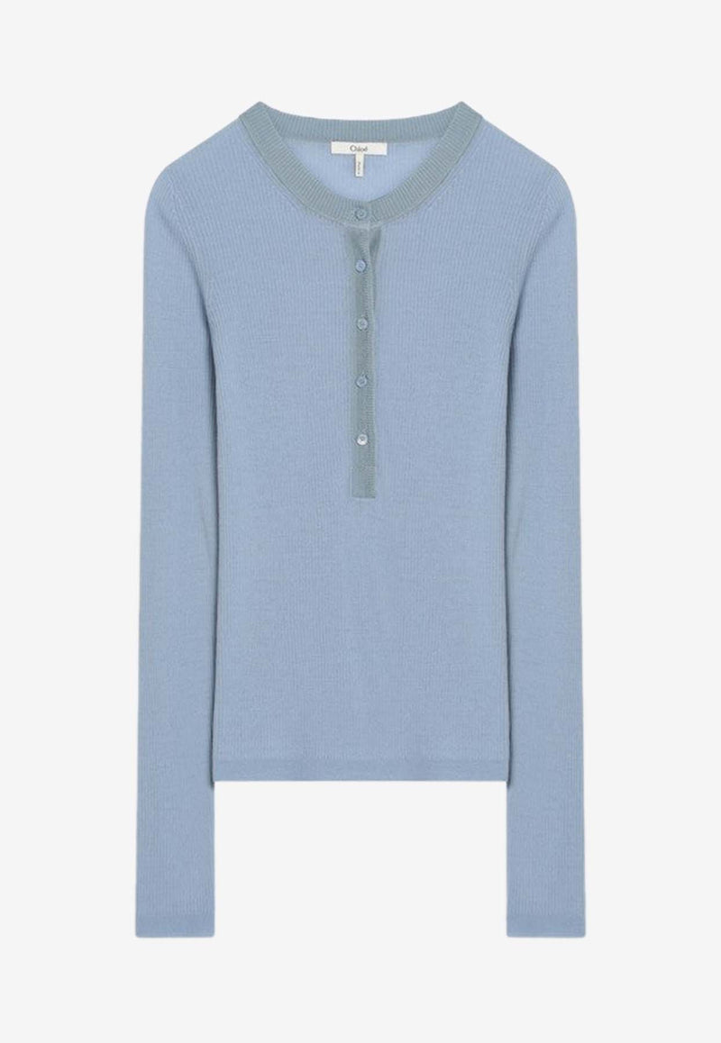 Chloé Wool Crewneck Buttoned Top CH24WMP51667/Q_CHLOE-459