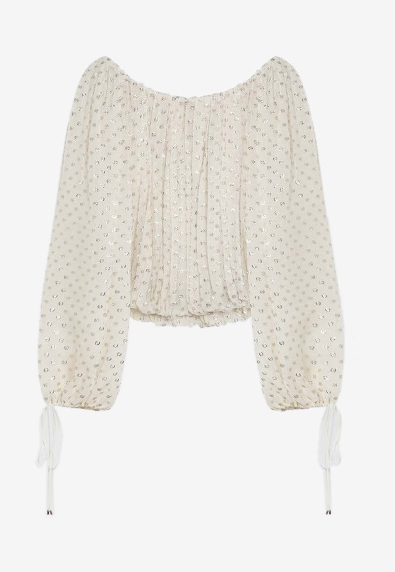 Chloé Polka Dots Off-Shoulder Top White CH25SHT50414/Q_CHLOE-103