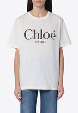 Chloé Logo Print Oversized T-shirt White CH25SJH20191/Q_CHLOE-101