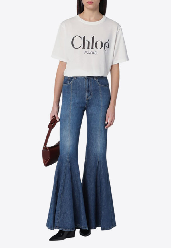 Chloé Logo Print Oversized T-shirt White CH25SJH20191/Q_CHLOE-101