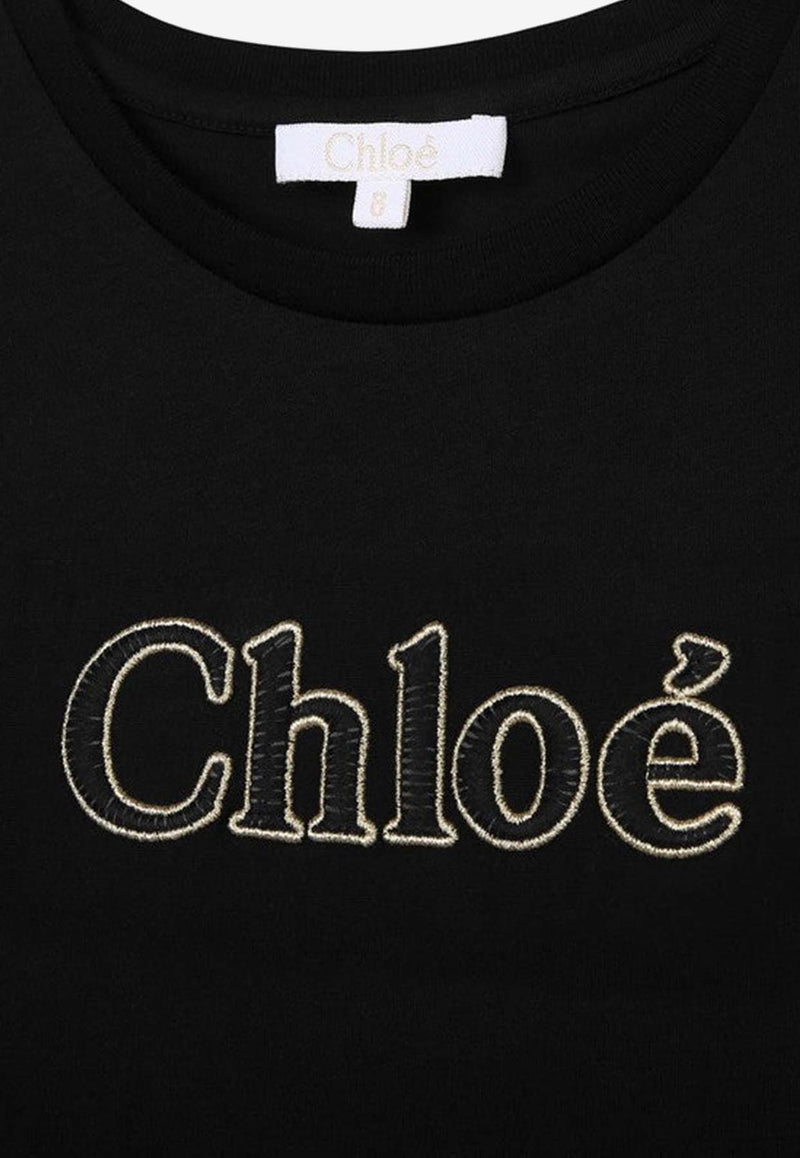 Chloé Kids Girls Logo-Detailed Crewneck T-shirt CHC15E32-ACO/N_CHLOE-09B