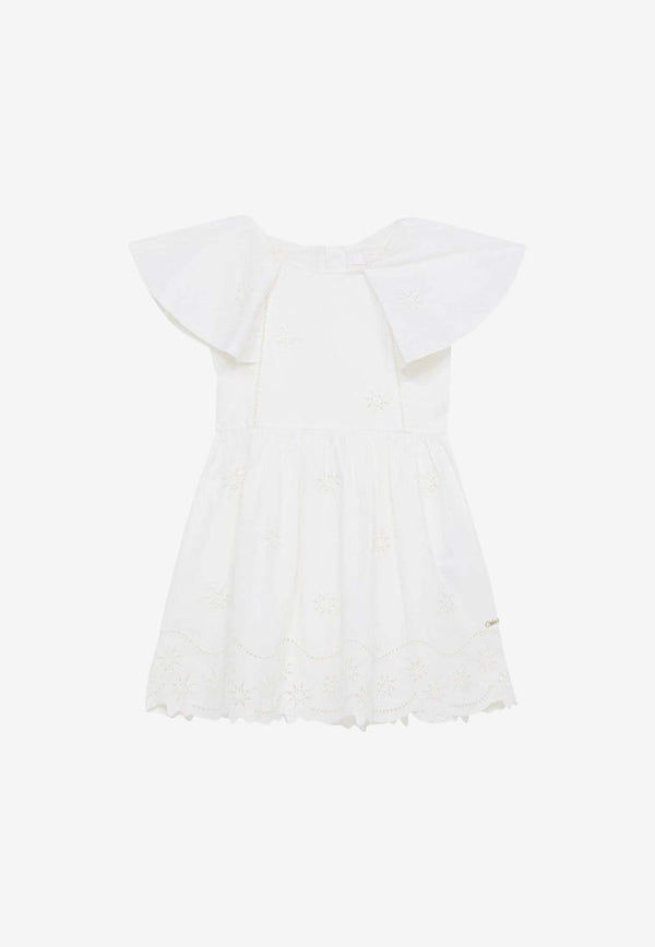 Chloé Kids Girls Embroidered Mini Dress White CHC20064-BCO/O_CHLOE-117