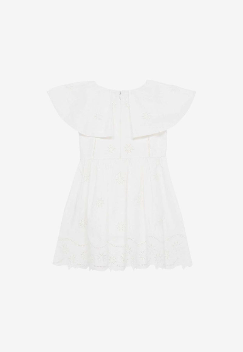 Chloé Kids Girls Embroidered Mini Dress White CHC20064-BCO/O_CHLOE-117