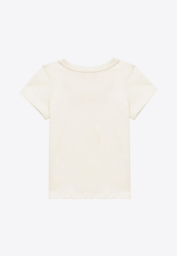 Chloé Kids Girls Logo Embroidered Crewneck T-shirt White CHC20110-BCO/O_CHLOE-117