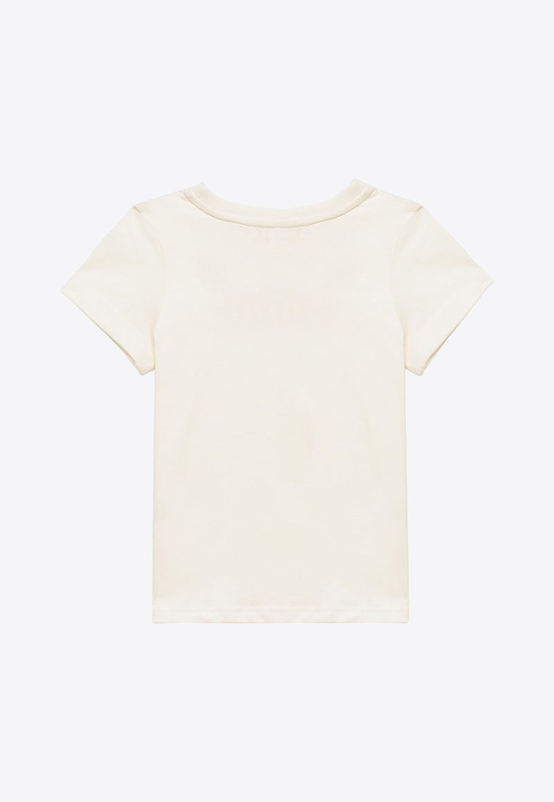 Chloé Kids Girls Logo Embroidered Crewneck T-shirt White CHC20110-BCO/O_CHLOE-117