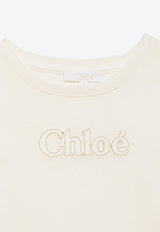 Chloé Kids Girls Logo Embroidered Crewneck T-shirt White CHC20110-BCO/O_CHLOE-117