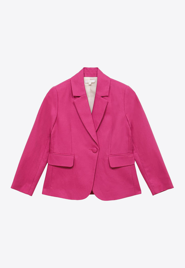 Chloé Kids Girls Single-Breasted Buttoned Blazer Pink CHC20118-ALI/O_CHLOE-49L