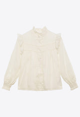 Chloé Kids Girls Long-Sleeved Ruffled Shirt White CHC20197-ACO/O_CHLOE-117